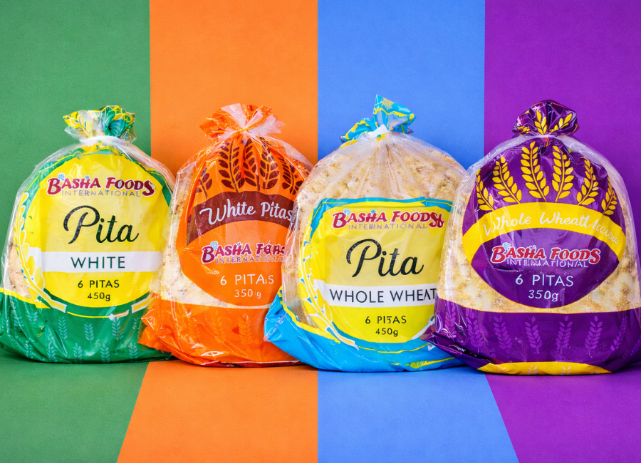 Fresh pita bread made in-house at Basha Foods Calgary